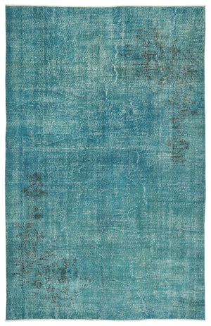 Turquoise  Over Dyed Vintage Rug 6'7'' x 10'4'' ft 201 x 316 cm