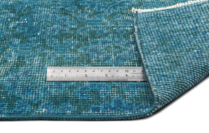 Turquoise  Over Dyed Vintage Rug 6'11'' x 10'1'' ft 211 x 308 cm