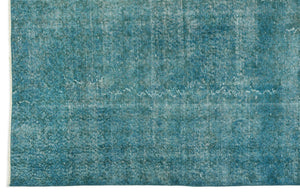 Turquoise  Over Dyed Vintage Rug 6'11'' x 10'1'' ft 211 x 308 cm