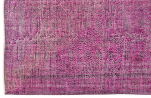 Fuchsia Over Dyed Vintage Rug 5'7'' x 8'6'' ft 169 x 260 cm
