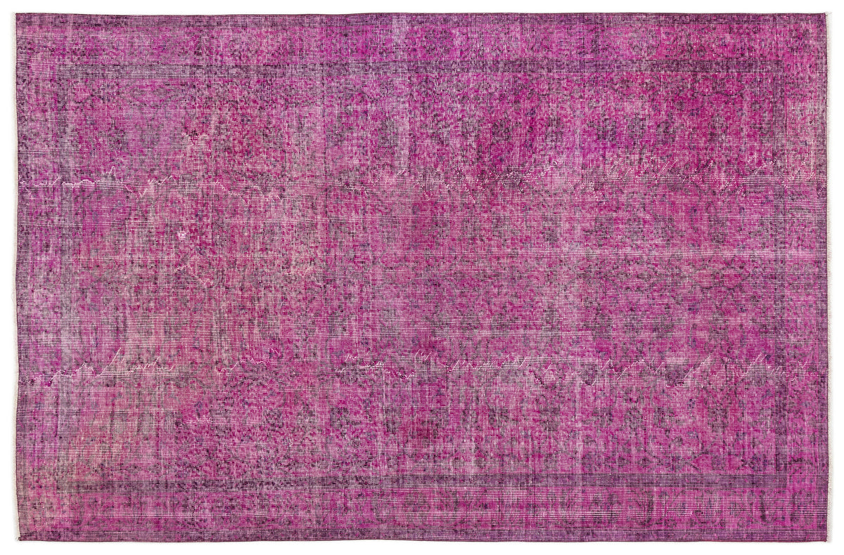 Fuchsia Over Dyed Vintage Rug 5&#39;7&#39;&#39; x 8&#39;6&#39;&#39; ft 169 x 260 cm