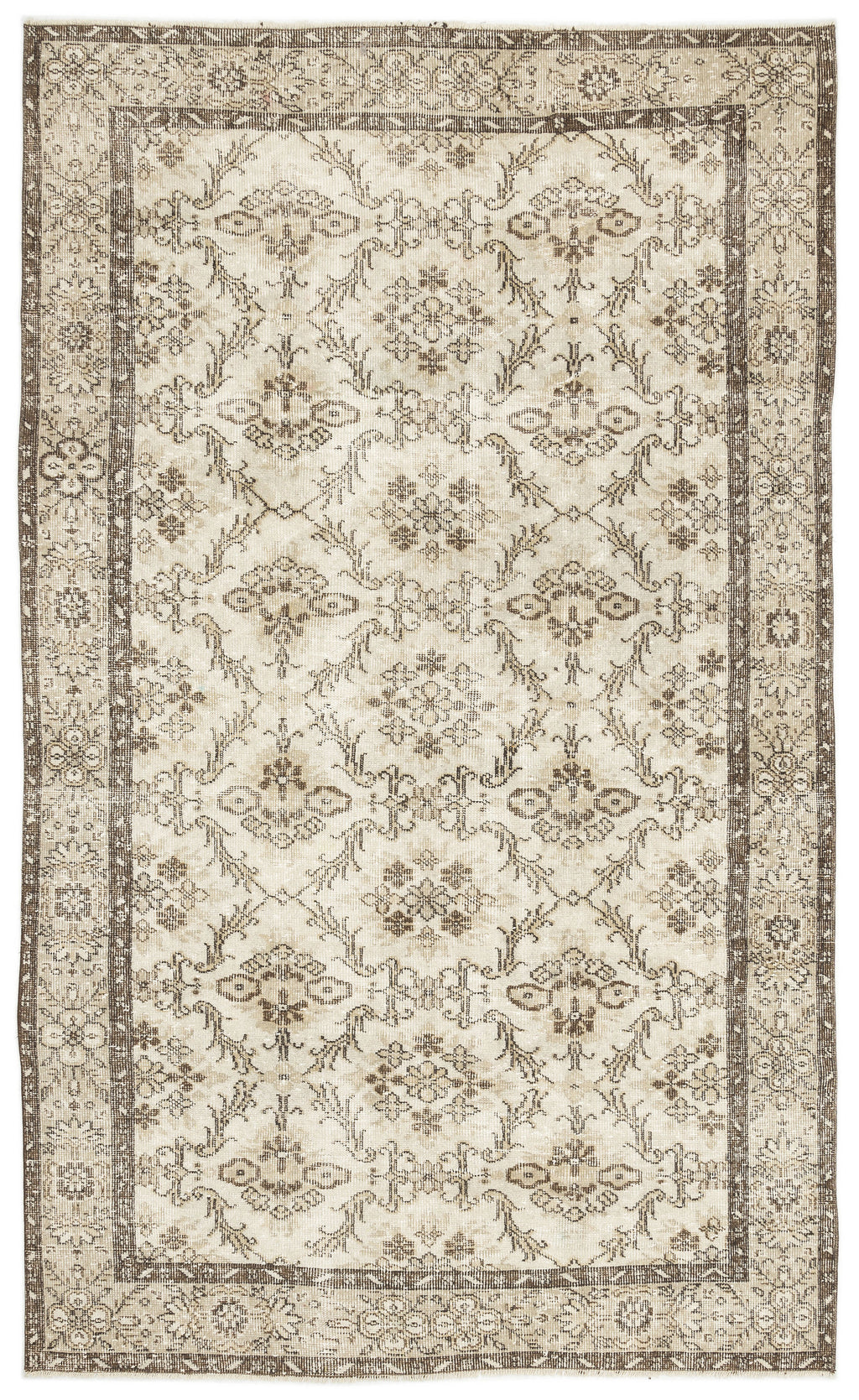 Beige Over Dyed Vintage Rug 5'5'' x 8'9'' ft 164 x 266 cm
