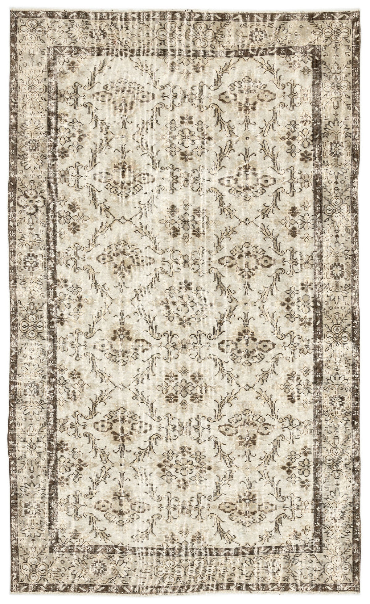 Beige Over Dyed Vintage Rug 5&#39;5&#39;&#39; x 8&#39;9&#39;&#39; ft 164 x 266 cm