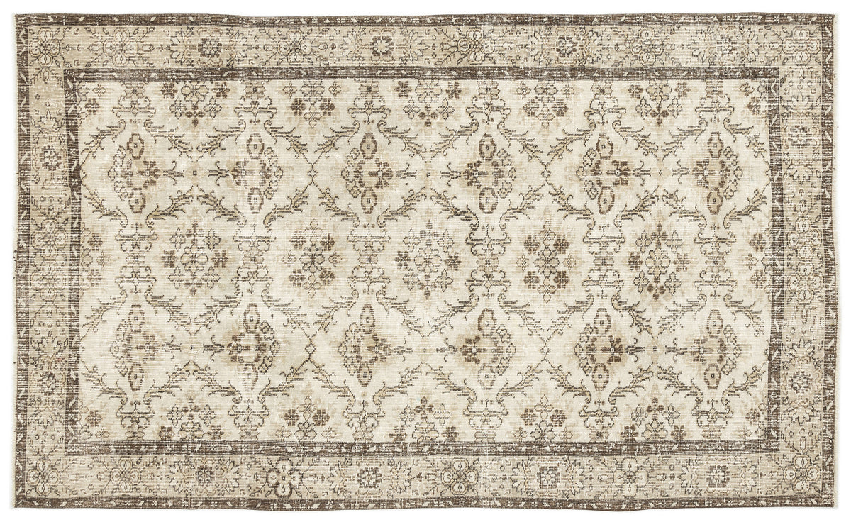Beige Over Dyed Vintage Rug 5&#39;5&#39;&#39; x 8&#39;9&#39;&#39; ft 164 x 266 cm