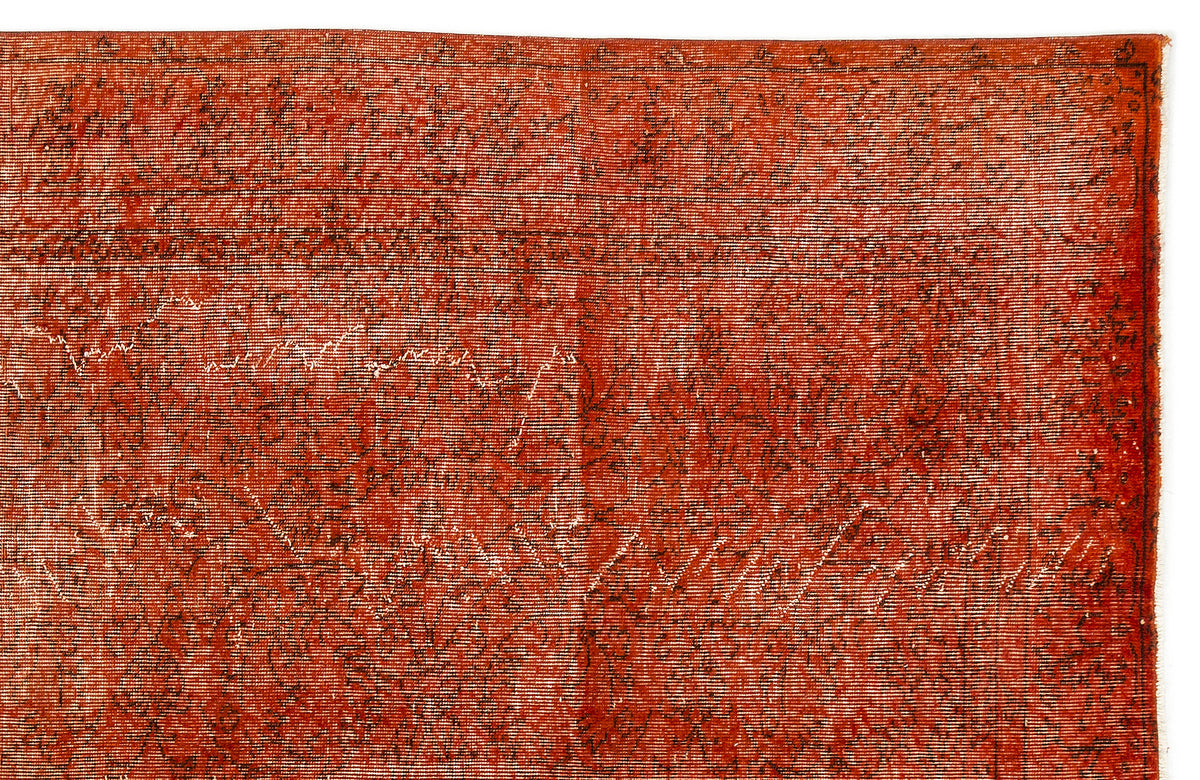 Orange Over Dyed Vintage Rug 6&#39;6&#39;&#39; x 9&#39;4&#39;&#39; ft 197 x 285 cm