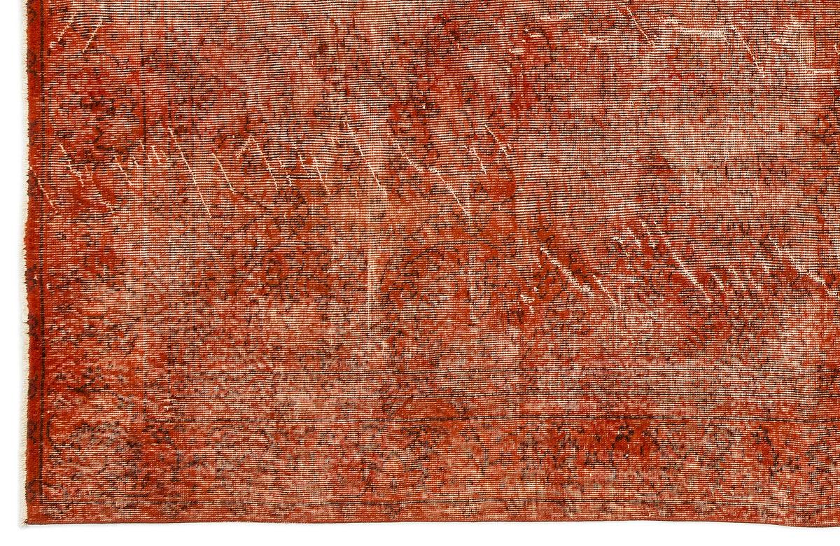 Orange Over Dyed Vintage Rug 6&#39;6&#39;&#39; x 9&#39;4&#39;&#39; ft 197 x 285 cm