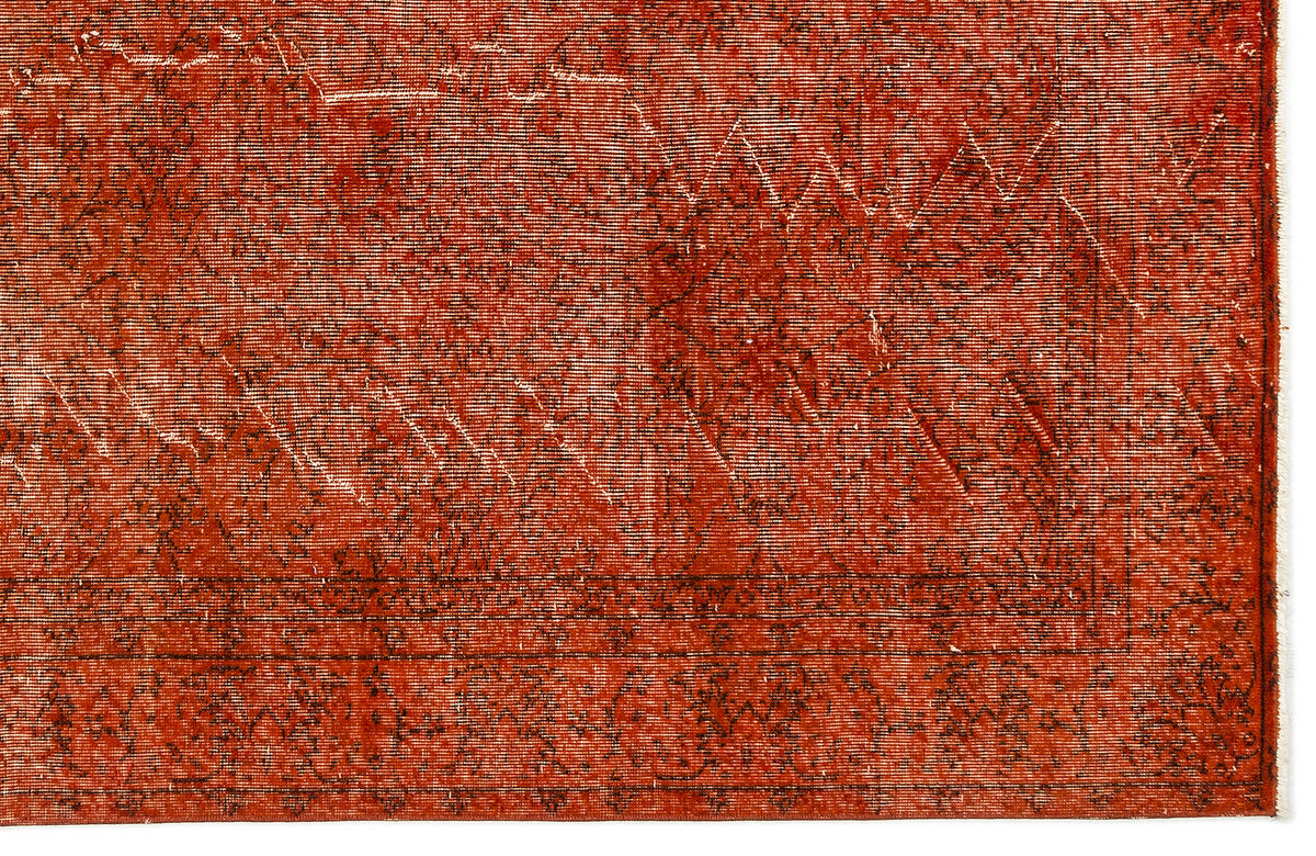 Orange Over Dyed Vintage Rug 6&#39;6&#39;&#39; x 9&#39;4&#39;&#39; ft 197 x 285 cm