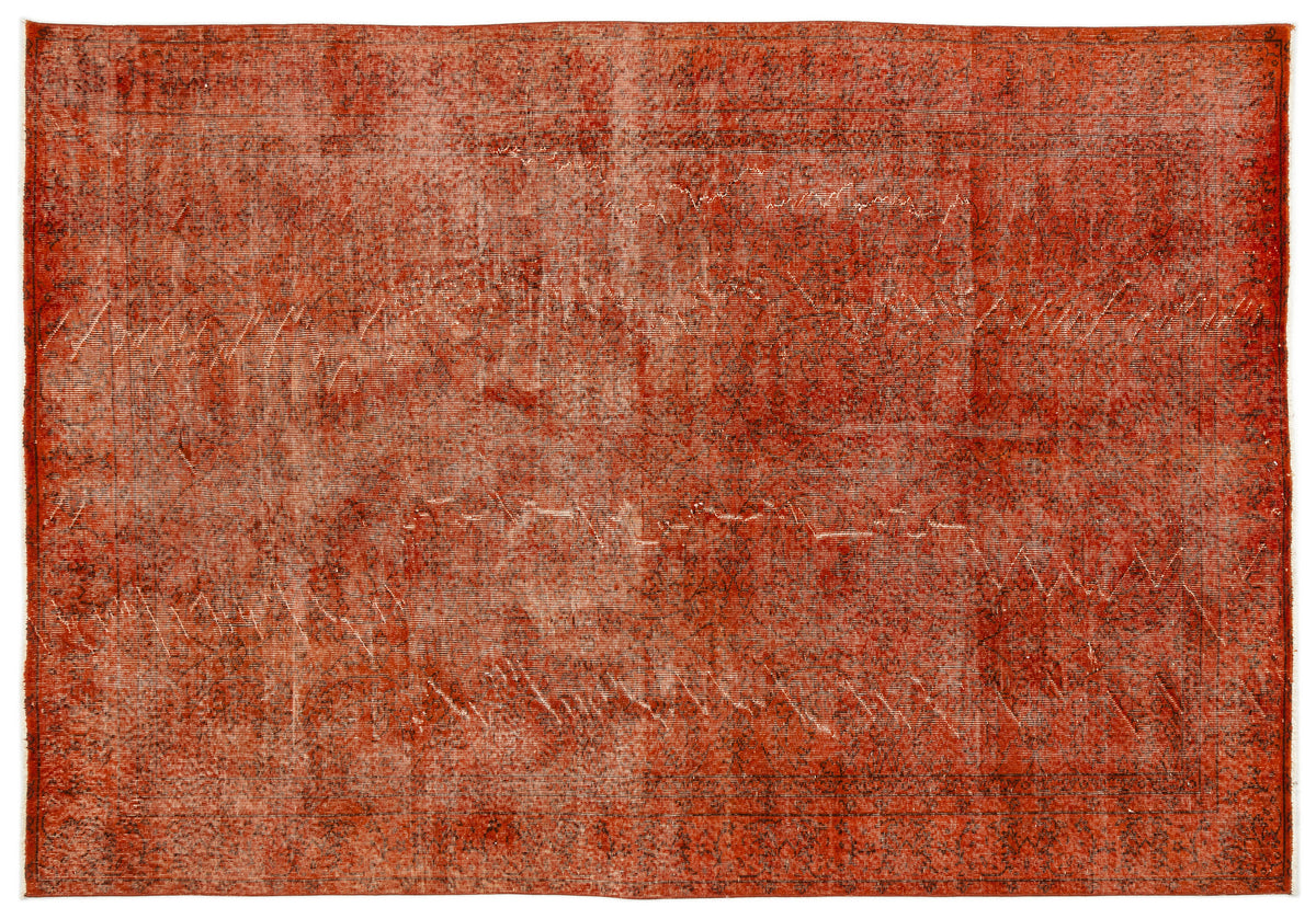 Orange Over Dyed Vintage Rug 6&#39;6&#39;&#39; x 9&#39;4&#39;&#39; ft 197 x 285 cm
