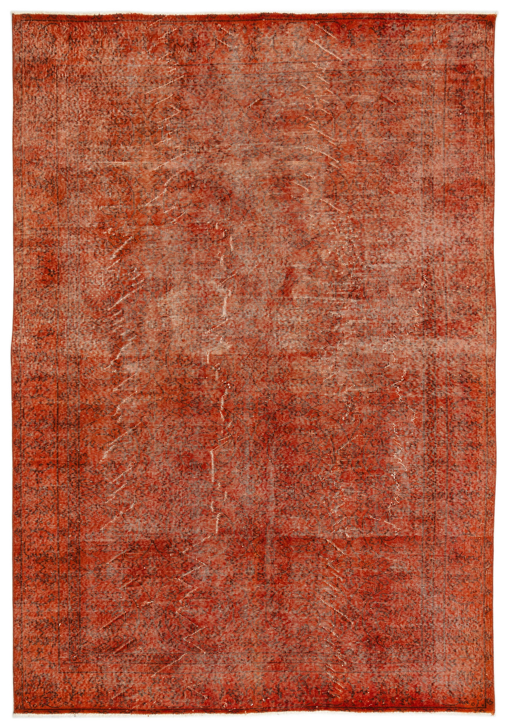 Orange Over Dyed Vintage Rug 6'6'' x 9'4'' ft 197 x 285 cm