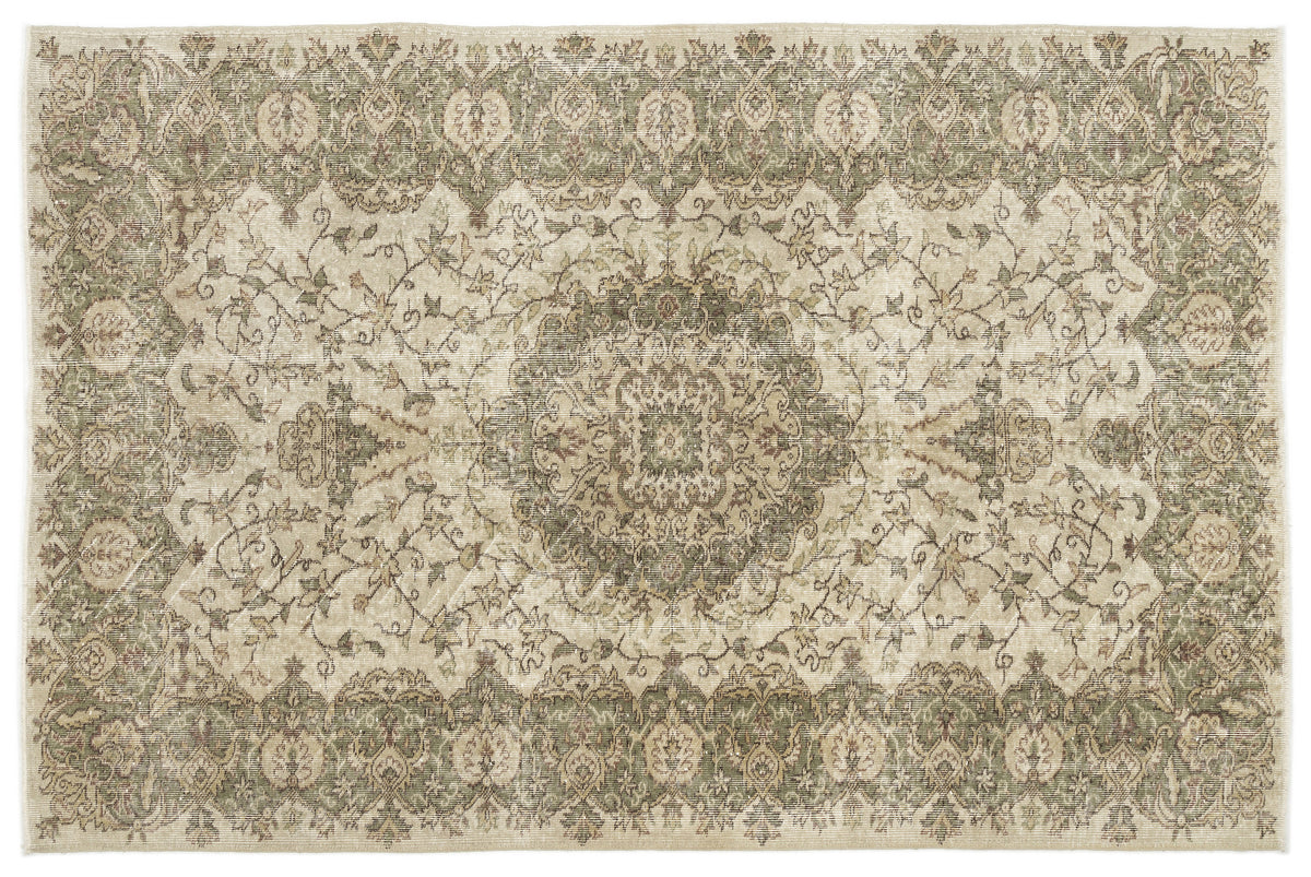 Beige Over Dyed Vintage Rug 5&#39;9&#39;&#39; x 8&#39;9&#39;&#39; ft 175 x 266 cm