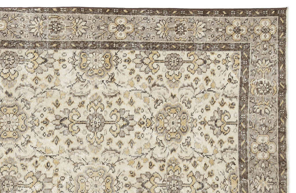 Beige Over Dyed Vintage Rug 5'8'' x 9'7'' ft 172 x 292 cm