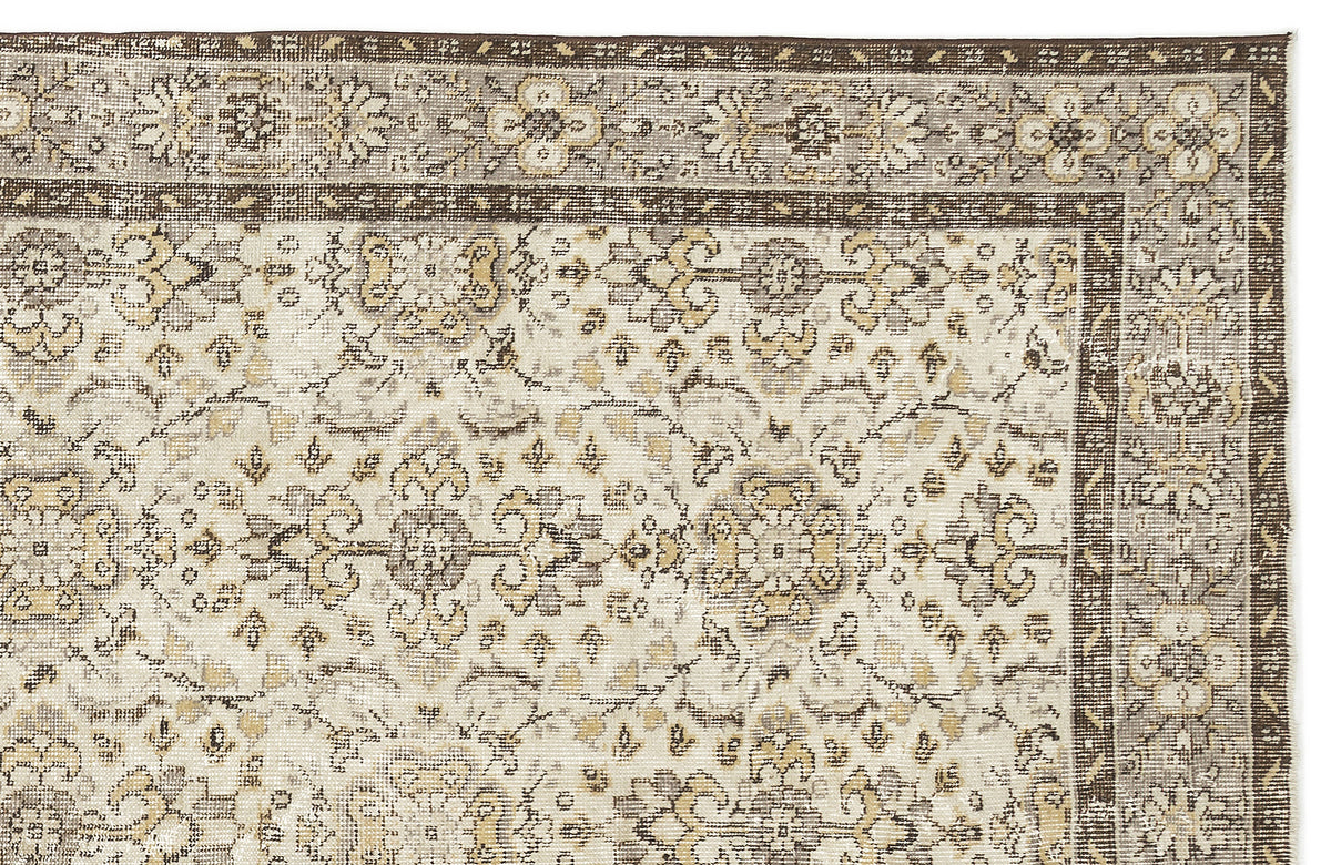 Beige Over Dyed Vintage Rug 5&#39;8&#39;&#39; x 9&#39;7&#39;&#39; ft 172 x 292 cm