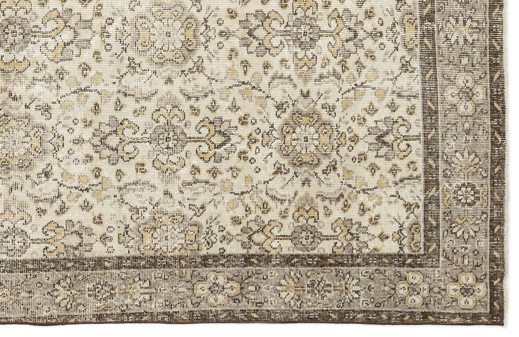 Beige Over Dyed Vintage Rug 5'8'' x 9'7'' ft 172 x 292 cm