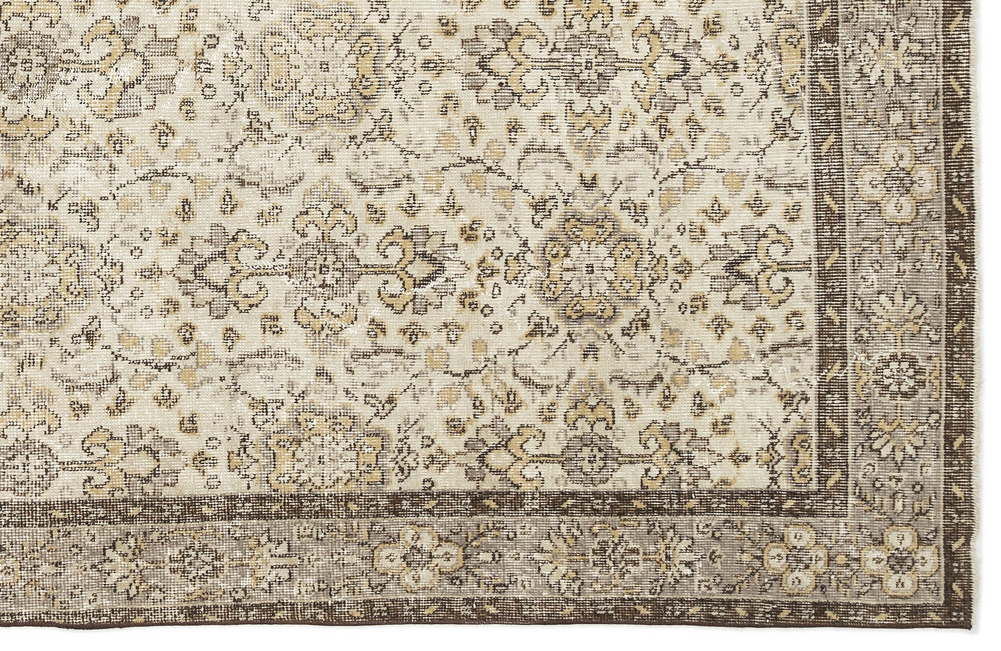 Beige Over Dyed Vintage Rug 5'8'' x 9'7'' ft 172 x 292 cm