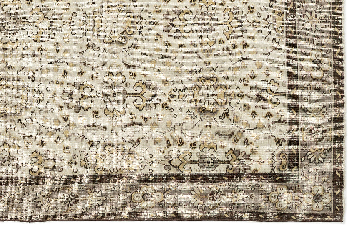 Beige Over Dyed Vintage Rug 5&#39;8&#39;&#39; x 9&#39;7&#39;&#39; ft 172 x 292 cm