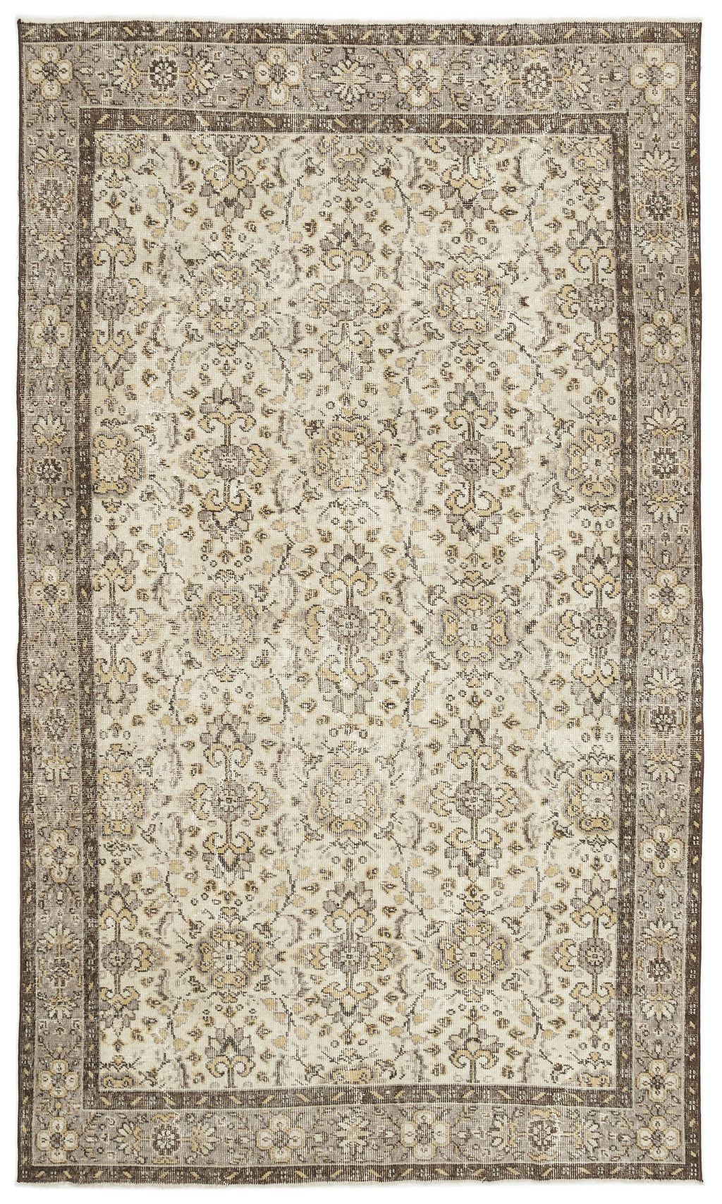 Beige Over Dyed Vintage Rug 5'8'' x 9'7'' ft 172 x 292 cm