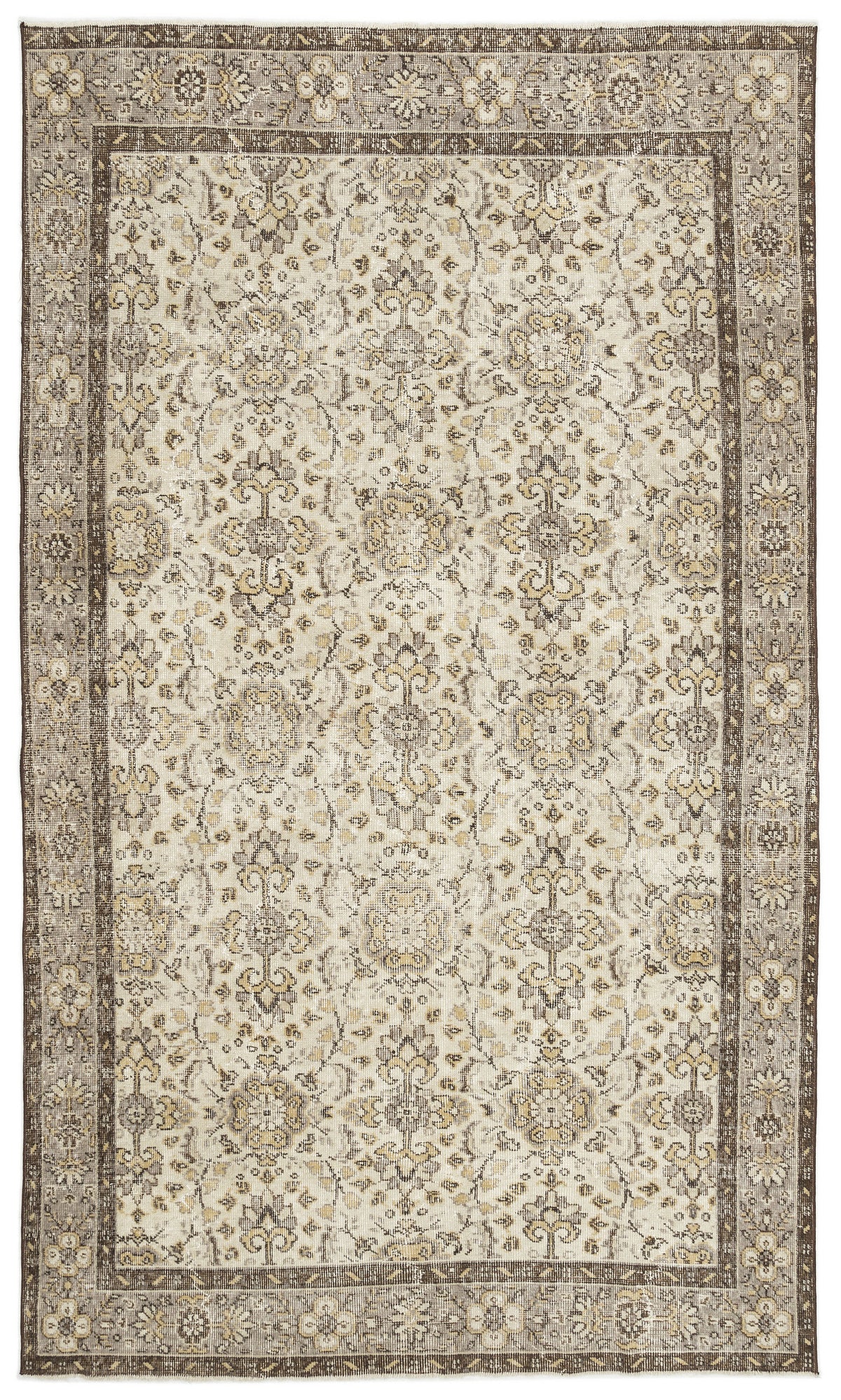 Beige Over Dyed Vintage Rug 5&#39;8&#39;&#39; x 9&#39;7&#39;&#39; ft 172 x 292 cm