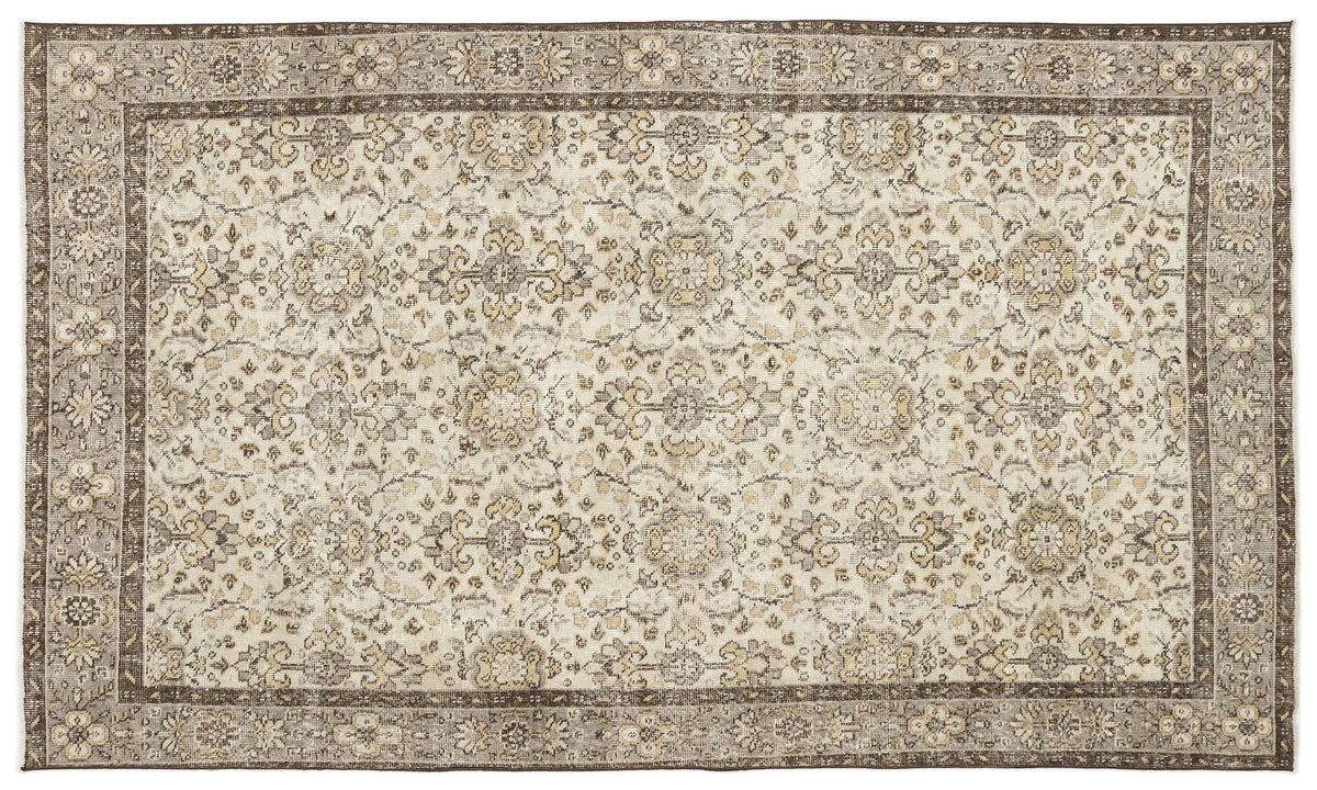 Beige Over Dyed Vintage Rug 5&#39;8&#39;&#39; x 9&#39;7&#39;&#39; ft 172 x 292 cm