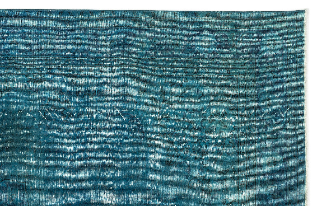 Turquoise  Over Dyed Vintage Rug 6'9'' x 10'3'' ft 207 x 312 cm