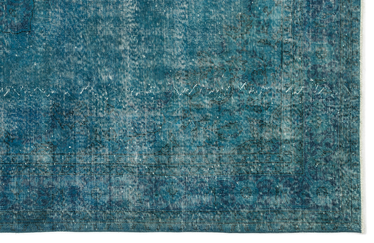 Turquoise  Over Dyed Vintage Rug 6'9'' x 10'3'' ft 207 x 312 cm