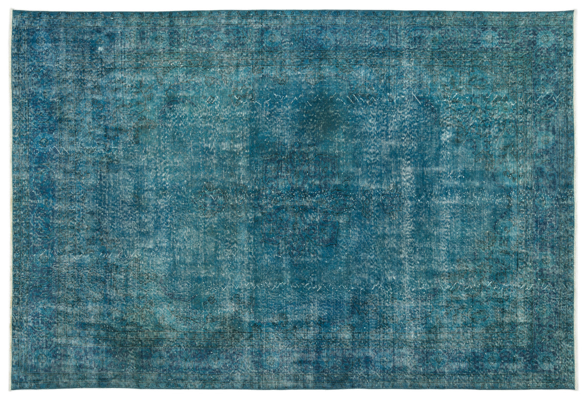 Turquoise  Over Dyed Vintage Rug 6'9'' x 10'3'' ft 207 x 312 cm