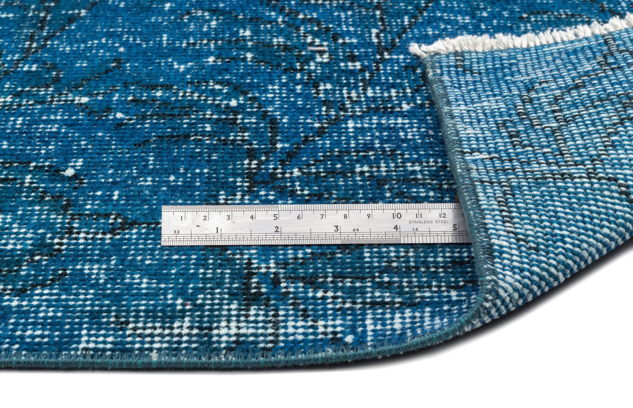 Turquoise  Over Dyed Vintage Rug 4'10'' x 8'8'' ft 148 x 264 cm