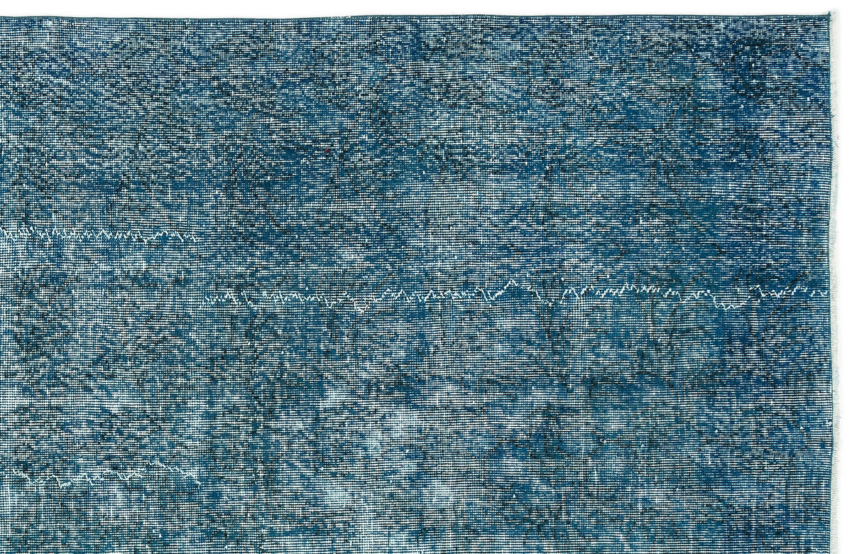 Turquoise  Over Dyed Vintage Rug 4&#39;10&#39;&#39; x 8&#39;8&#39;&#39; ft 148 x 264 cm