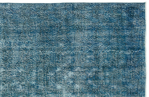 Turquoise  Over Dyed Vintage Rug 4'10'' x 8'8'' ft 148 x 264 cm