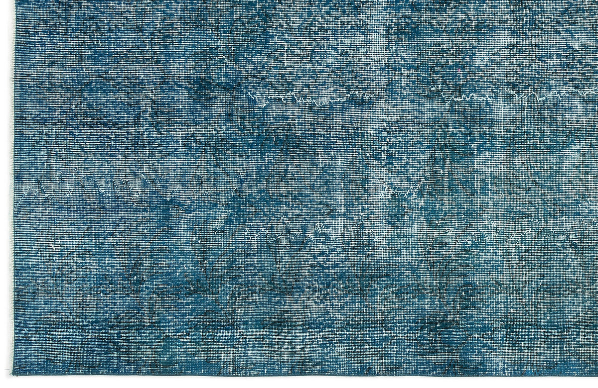 Turquoise  Over Dyed Vintage Rug 4&#39;10&#39;&#39; x 8&#39;8&#39;&#39; ft 148 x 264 cm