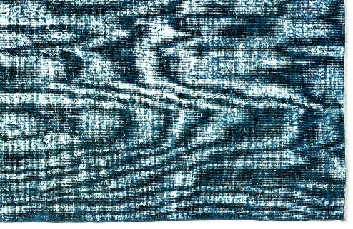 Turquoise  Over Dyed Vintage Rug 4&#39;10&#39;&#39; x 8&#39;8&#39;&#39; ft 148 x 264 cm