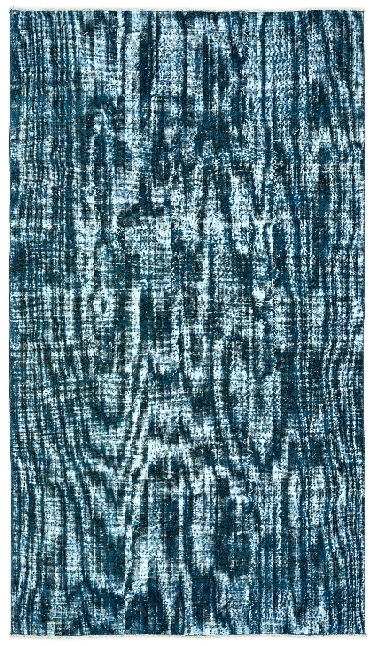 Turquoise  Over Dyed Vintage Rug 4'10'' x 8'8'' ft 148 x 264 cm