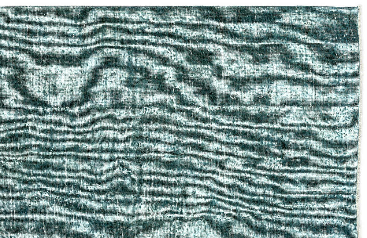 Turquoise  Over Dyed Vintage Rug 3&#39;10&#39;&#39; x 7&#39;1&#39;&#39; ft 116 x 216 cm