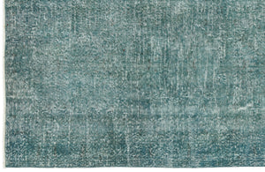 Turquoise  Over Dyed Vintage Rug 3'10'' x 7'1'' ft 116 x 216 cm