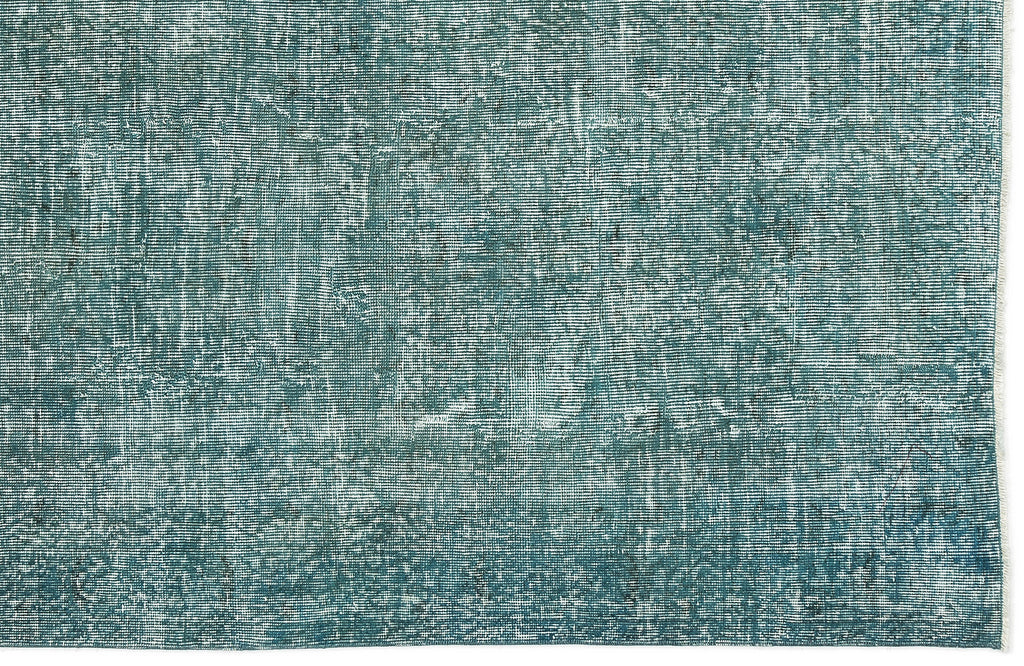 Turquoise  Over Dyed Vintage Rug 3'10'' x 7'1'' ft 116 x 216 cm