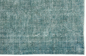 Turquoise  Over Dyed Vintage Rug 3'10'' x 7'1'' ft 116 x 216 cm