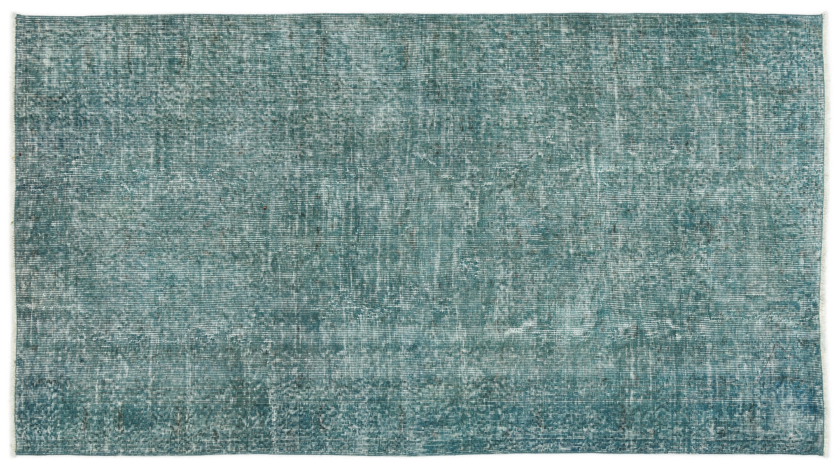 Turquoise  Over Dyed Vintage Rug 3&#39;10&#39;&#39; x 7&#39;1&#39;&#39; ft 116 x 216 cm