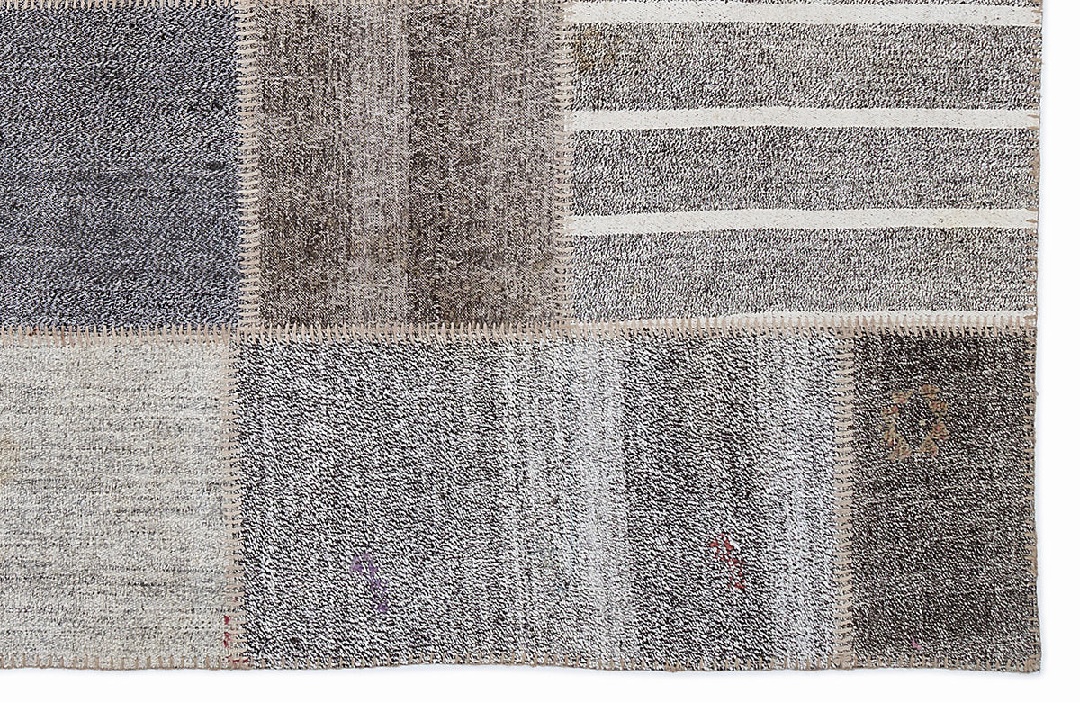 Striped Over Dyed Kilim Patchwork Unique Rug 5&#39;3&#39;&#39; x 7&#39;7&#39;&#39; ft 160 x 230 cm