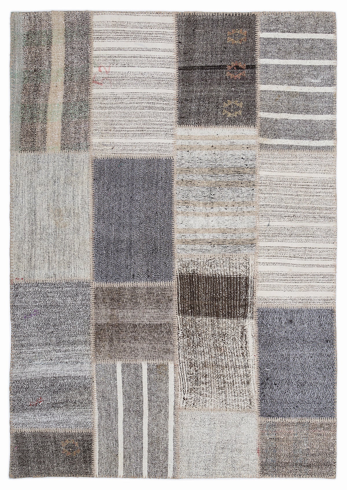 Striped Over Dyed Kilim Patchwork Unique Rug 5&#39;3&#39;&#39; x 7&#39;7&#39;&#39; ft 160 x 230 cm