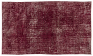 Red Over Dyed Vintage Rug 4'6'' x 7'7'' ft 138 x 232 cm