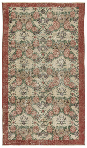 Naturel Over Dyed Vintage Rug 3'9'' x 6'7'' ft 114 x 201 cm