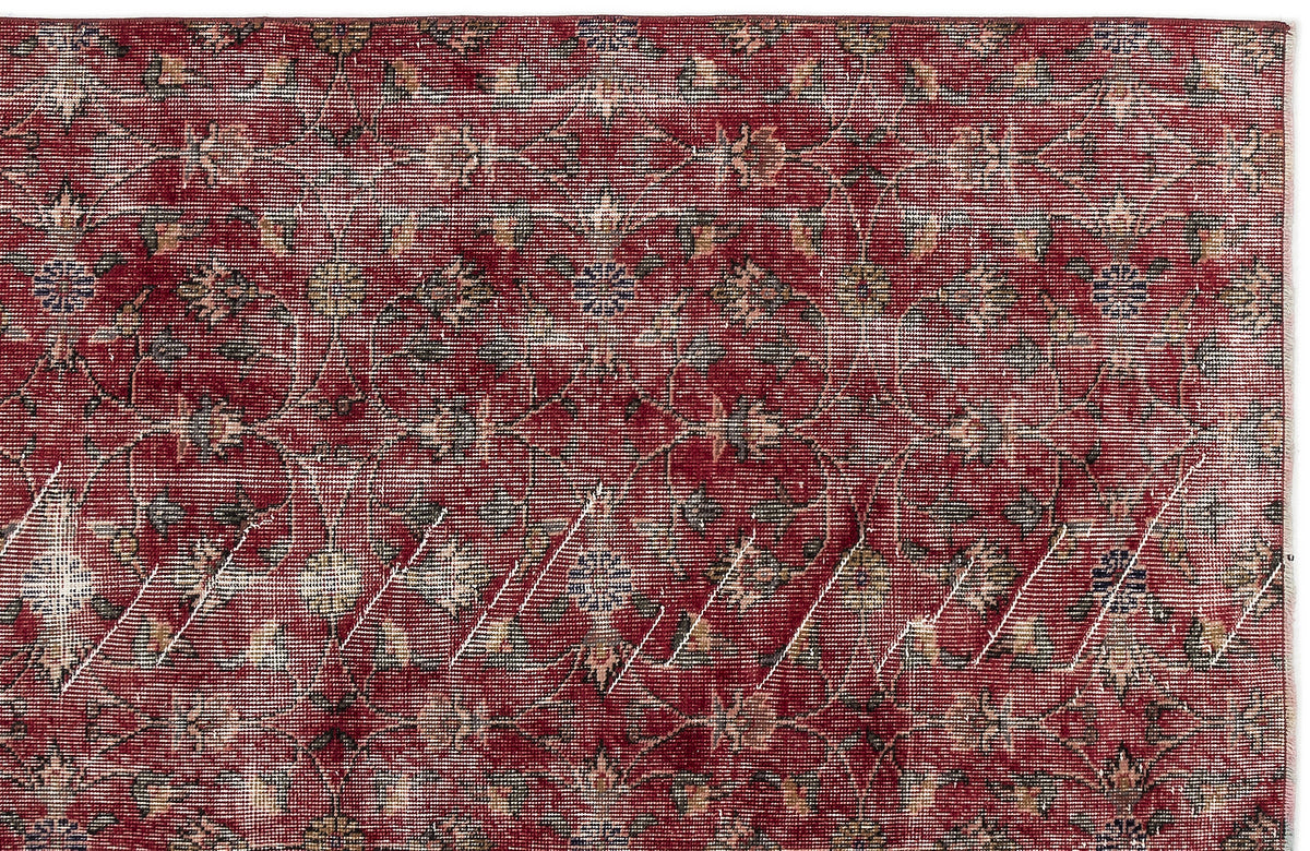 Red Over Dyed Vintage Rug 3&#39;1&#39;&#39; x 6&#39;6&#39;&#39; ft 94 x 197 cm