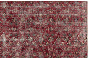 Red Over Dyed Vintage Rug 3'1'' x 6'6'' ft 94 x 197 cm