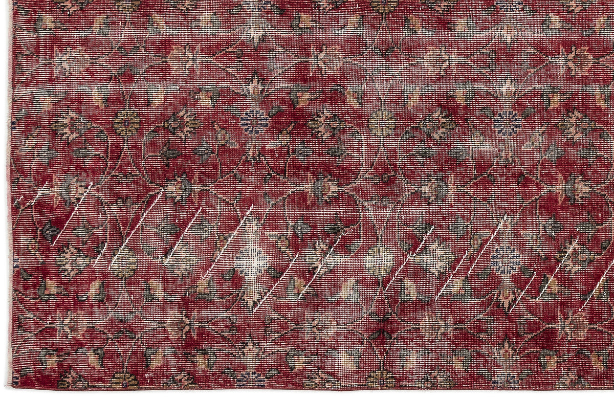 Red Over Dyed Vintage Rug 3&#39;1&#39;&#39; x 6&#39;6&#39;&#39; ft 94 x 197 cm