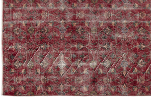 Red Over Dyed Vintage Rug 3'1'' x 6'6'' ft 94 x 197 cm