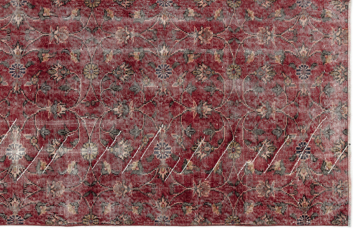 Red Over Dyed Vintage Rug 3&#39;1&#39;&#39; x 6&#39;6&#39;&#39; ft 94 x 197 cm
