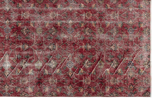 Red Over Dyed Vintage Rug 3'1'' x 6'6'' ft 94 x 197 cm