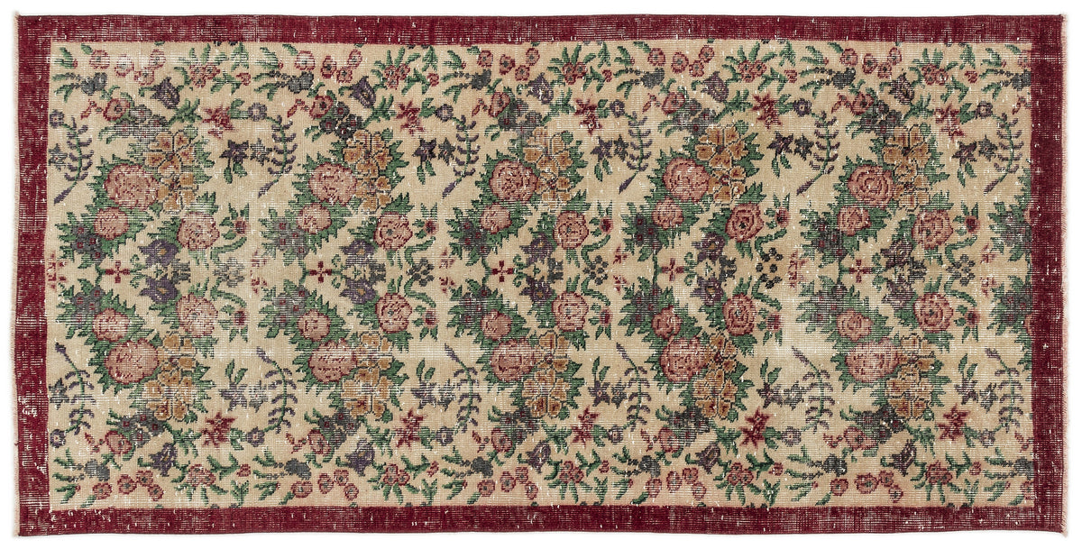 Naturel Over Dyed Vintage Rug 3&#39;6&#39;&#39; x 7&#39;2&#39;&#39; ft 107 x 219 cm