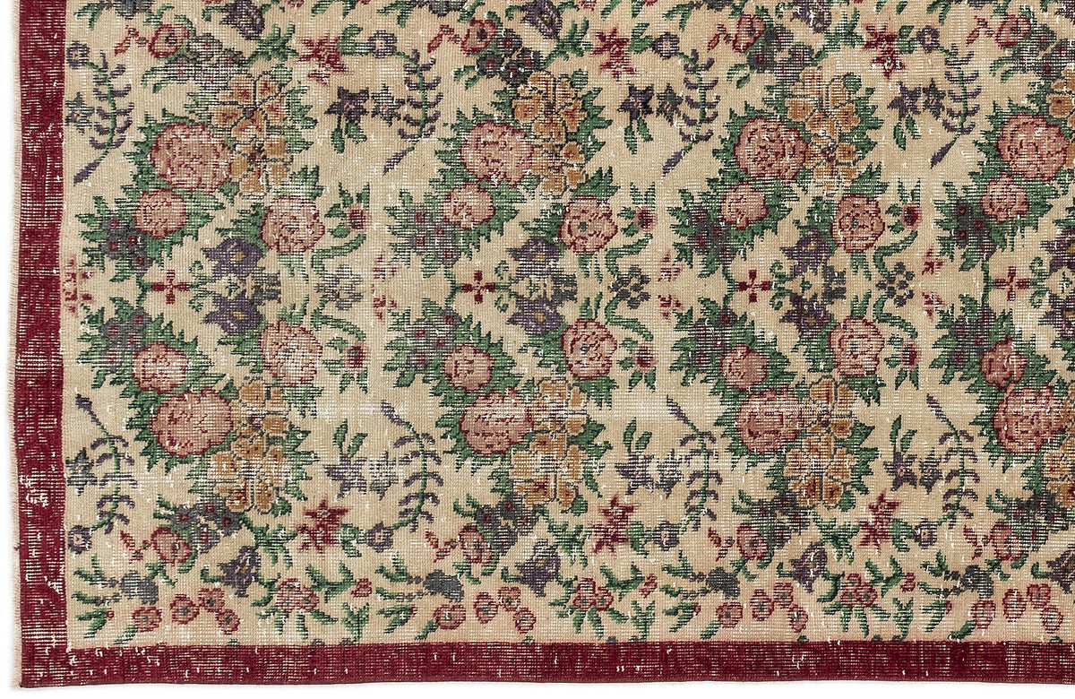 Naturel Over Dyed Vintage Rug 3&#39;6&#39;&#39; x 7&#39;2&#39;&#39; ft 107 x 219 cm