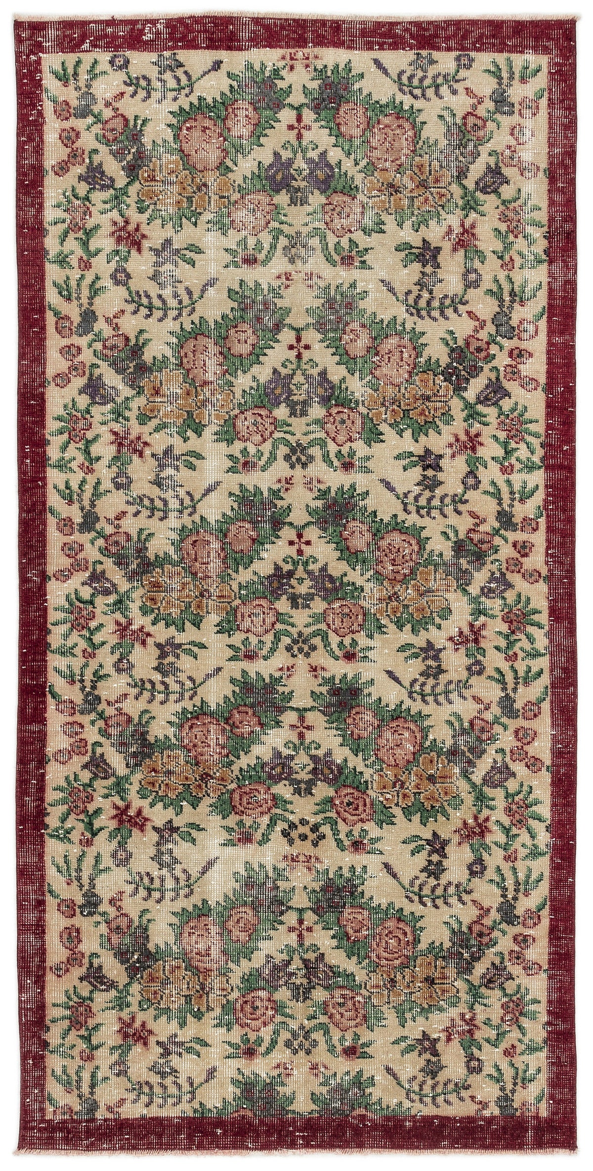 Naturel Over Dyed Vintage Rug 3&#39;6&#39;&#39; x 7&#39;2&#39;&#39; ft 107 x 219 cm