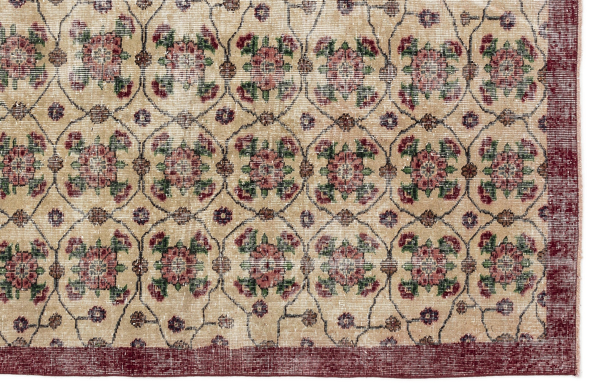 Naturel Over Dyed Vintage Rug 3'6'' x 6'7'' ft 107 x 200 cm